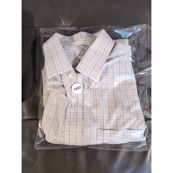 Brooks Brothers Dress Shirt Mens 16.5 33 Regent Blue Plaid, Button Down Non-Iron - Picture 7 of 7